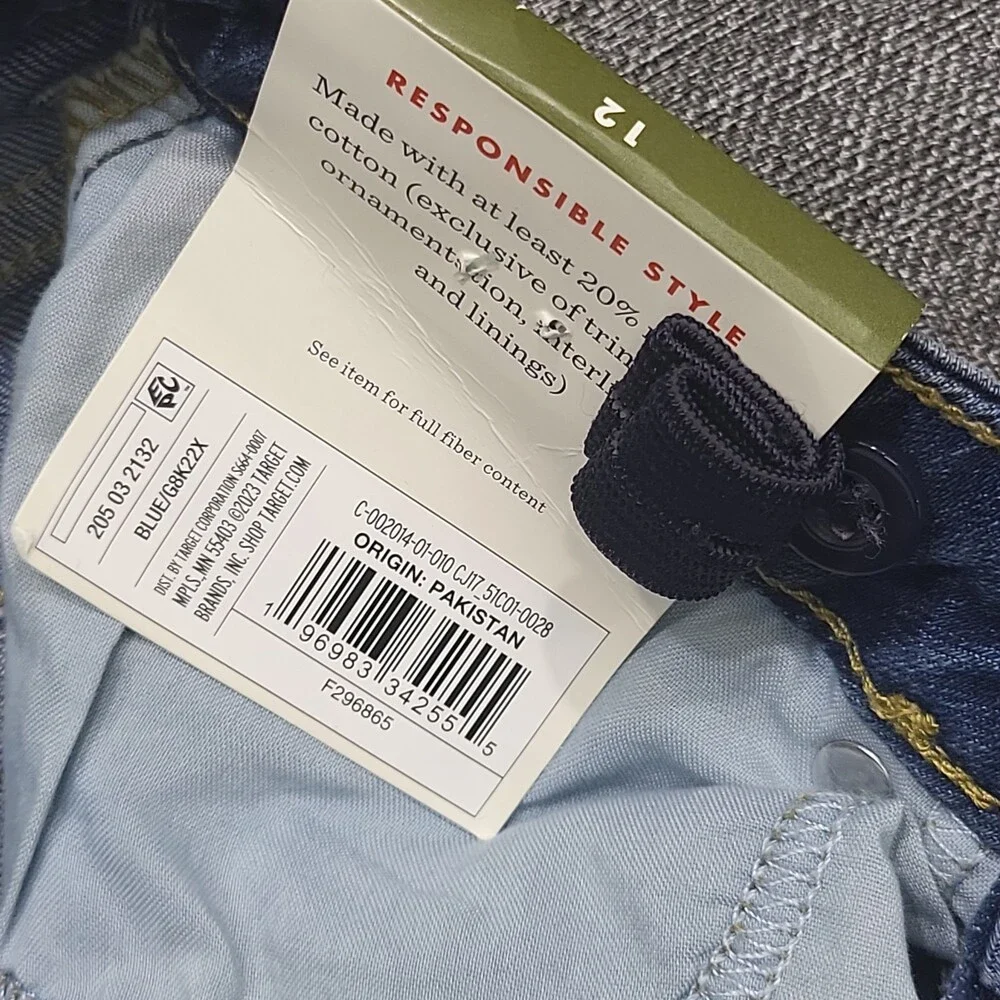 Cat & Jack Girls Ankle Straight Stretch Jeans Pockets Medium Blue Wash Size 12